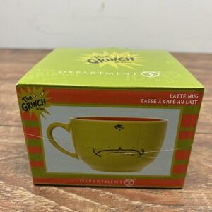 Department 56 GRINCH 18oz Double Sided Latte Mug Cup 2022 Green Red NEW Dr Seuss